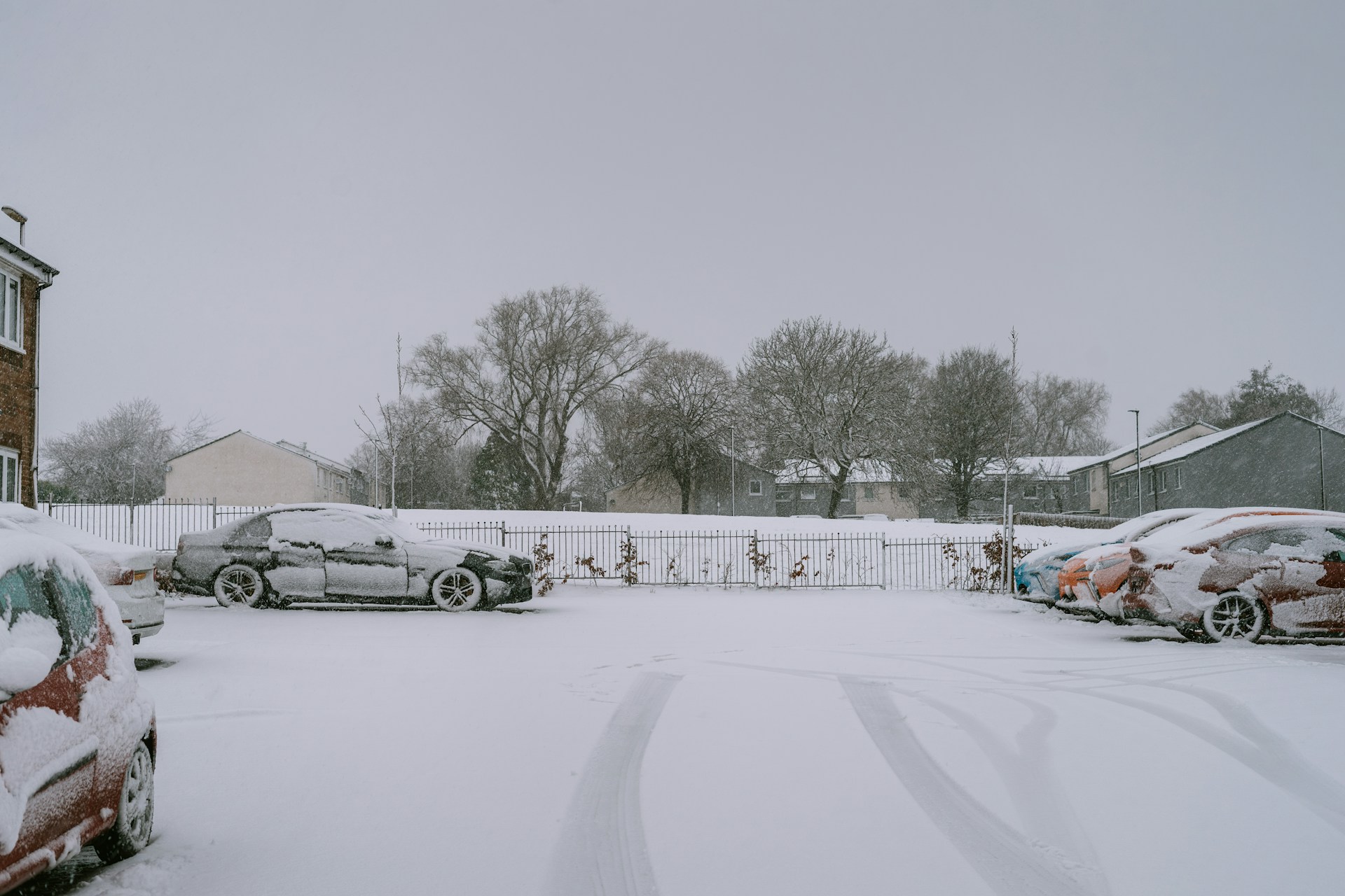 snow in parking lot
